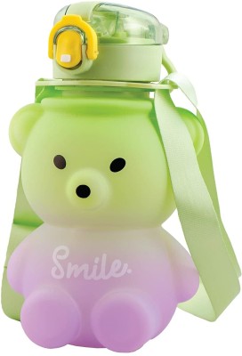 Koochie-Koo Push Button Open Teddy Water Sipper Bottle with Adjustable Strap and Stickers 800 ml Water Bottle(Set of 1, Green)
