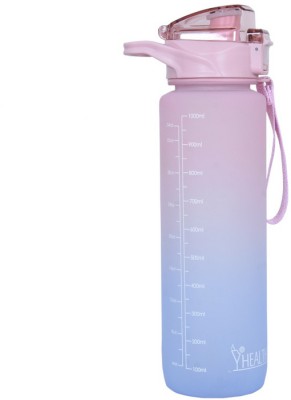 Softconn Motivational Time Marker 1000 ml Water Bottle(Set of 1, Pink, Blue)
