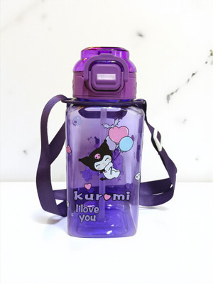 organzee Kuromi Theme Sipper Water Bottle Aesthetic Sanrio Bottle with Lock Lid, Strap 700 ml Water Bottle(Set of 1, Purple)