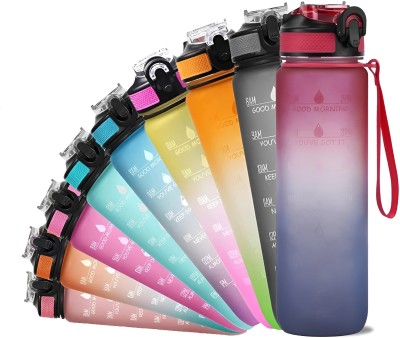MINDKING Water Bottle 1 Litre with Motivational Time Marker, Water bottle And Gym 1000 ml Water Bottle(Set of 1, Multicolor)