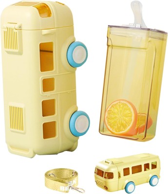 prayati Bus Shape Water Bottle Interesting Toy Cute Appearance for School Home Office 500 ml Water Bottle(Set of 1, Yellow)