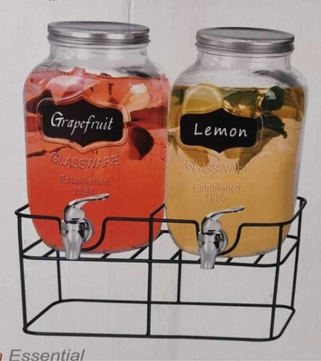DSRPC (Pack Of 3)4L Glass Water & Juice Tank, Dispenser with Stand Bottled Water Dispenser