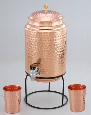 Multi Colored Printed Design Copper Water Dispenser Pot / Matka