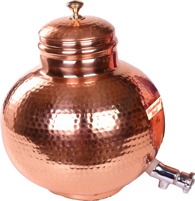 DIAMOND STEEL Copper Hammered Water Ghara with Lid | Water Pot| 12 Litre | Matka | Gagar Bottom Loading Water Dispenser