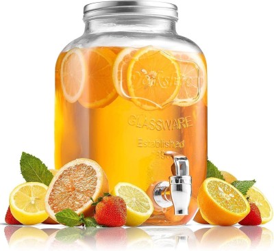 merdwal Glass Cold Water Mason Jar Beer Dispenser Drink Dispenser | Mason Jar 5 Litre Bottom Loading Water Dispenser