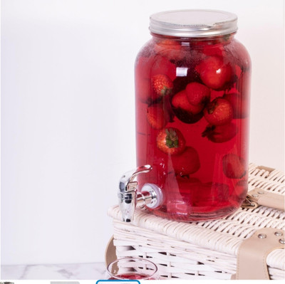 SMILERY Dispenser, 3 Liter Drink Dispenser with Tap, Clear Mason Jar, Beverage Storage Bottom Loading Water Dispenser