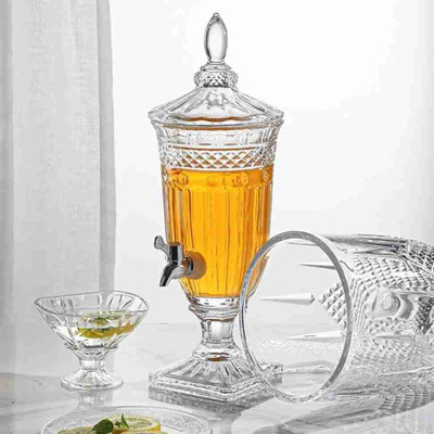 Starpath 2000ml Glass Juice Dispenser with Stainless Steel Tap and Removable Lid, Bottom Loading Water Dispenser