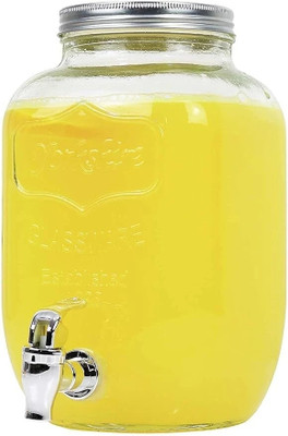 Rra Traders 4 Litre Glass Juice Dispenser - Water Pitcher for Detox Water - Mason Jar Bottled Water Dispenser