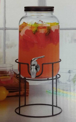 DULARIYA 4 Liter Dispenser with tap and Black Stand Cold Water Mason Jar Beer Dispenser Bottom Loading Water Dispenser