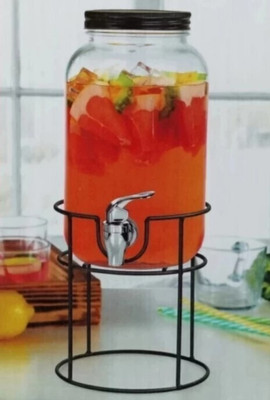 Sarsawal 4 Liter Dispenser with tap and Black Stand Cold Water Mason Jar Beer Dispenser Bottom Loading Water Dispenser