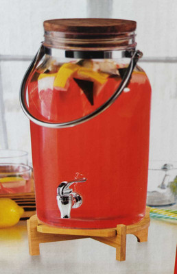 PKMSHO 1pcs(H7032-5.5L) Beverage Drink Dispenser with wooden lid Bottom Loading Water Dispenser