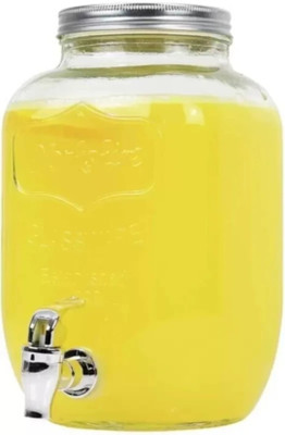 Kushmi Glass pitcher with tap spigot and steel Lid juice pitcher for detox 4L Bottom Loading Water Dispenser