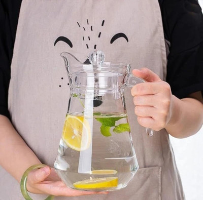 Kushmi 123premium 1300ml glass water jug plastic Lid $ Haldle 1.3L Bottom Loading Water Dispenser