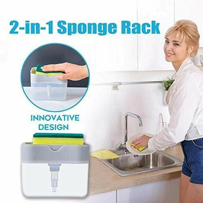 SWISS WONDER Dispenser for Dishwasher with Sponge 320 ml Soap Dispenser(Clear)