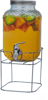 RKPL 4 L Dispenser with Tap and Black Stand Cold Water Mason Jar Beer Dispenser Bottom Loading Water Dispenser