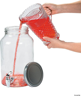 merdwal 4 litres Water Pitcher for Detox Water - Mason Jar - Counter Table Top Bottom Loading Water Dispenser