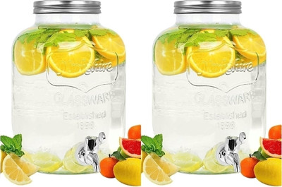 PKMSHO Transparent Mason Jar Glass juice tank jar water Dispenser Pitcher|5 L Bottled Water Dispenser