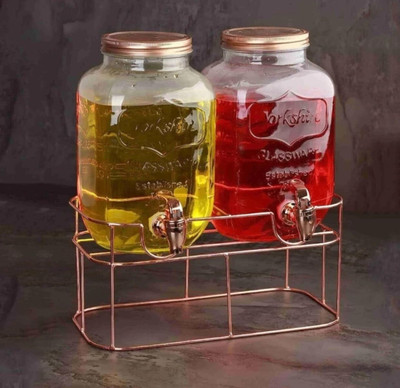 Sarsawal (2pcs 4L Glass Dispenser with Golden Stand with tap)- GLASS WATER MASSON JAR Bottom Loading Water Dispenser
