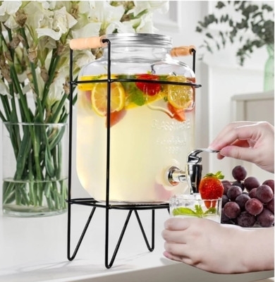 Sarsawal LamonMason Jar Glass 5000ML With stand Bottom Loading Water Dispenser