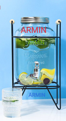 Armin Glass Drink Dispenser with Tab and Stand, Transparent Juice Jar Bottom Loading Water Dispenser