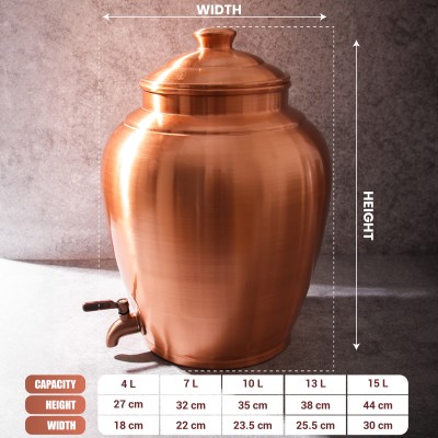 Healthsmith Pure Copper Kiwi Water Dispenser | Matte Finish, 15L, Leak Proof Bottled Water Dispenser