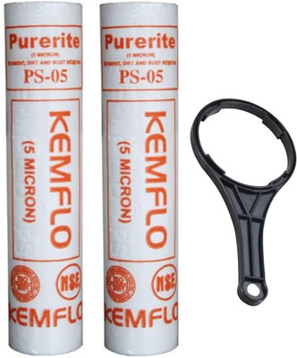 Kemflow Spun Filter 10 Inch 80gm with Free Spanner for RO Filter Kit – PP Spun Cartridge Solid Filter Cartridge(5, Pack of 3)