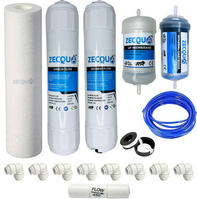 Zecqua Premium Quality Service Kit with Carbon, Sediment Filter Uf,Mineral Filter Solid Filter Cartridge(00.1, Pack of 16)