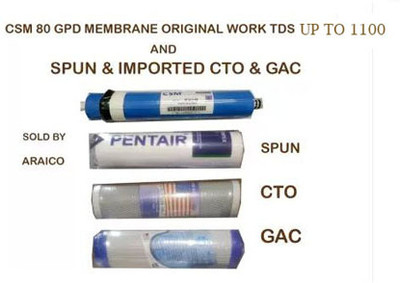 CSM MEMBRANE by csm 80 GPD ORIGINAL WITH IMPORTED CTO & GAC AND SPUN FILTER Media Filter Cartridge(0.005, Pack of 4)