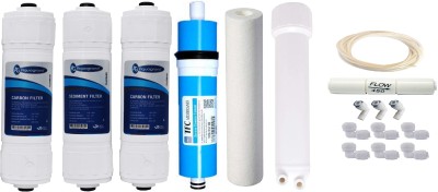 Aquagrand One year RO service kit with Carbon & Sediment Filter set,TFC-100 GPD membrane Solid Filter Cartridge(.001, Pack of 17)