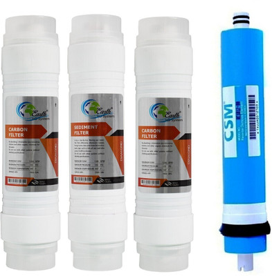 Earth Ro System DIAMOND Inline 2 Carbon,1 Sediment Filter Set ,CSM membrane Solid Filter Cartridge(0.5, Pack of 4)