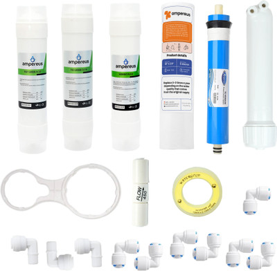 AMPEREUS Complete Ro Water filter service kit with accessories (1 Year Full service kit) Solid Filter Cartridge(0.05, Pack of 19)