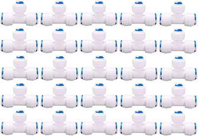 Aameria Union Tee Connector 1/4-inch 6mm Push Fit QC Connect Fittings for water Purifier Solid Filter Cartridge(0.25, Pack of 25)