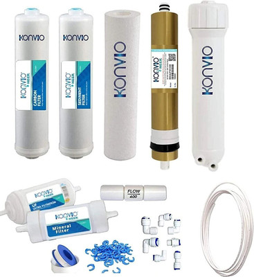 konvio neer RO Service Kit with 80 GPD Membrane & Mineral Cartridge for All RO Purifiers Solid Filter Cartridge(0.5, Pack of 7)