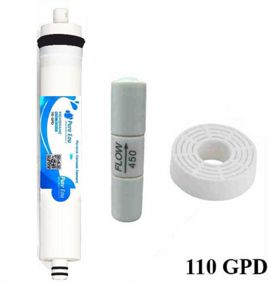 PURE EAU RO Membrane 110 GPD with Antiscalant Doser and Flow Restrictor, Solid Filter Cartridge(0.5, Pack of 3)