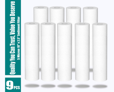 OceansDrop New High Quality 5 Micron 10-inch PP Spun Filter Candle(9_PACK) Solid Filter Cartridge(0.005, Pack of 9)