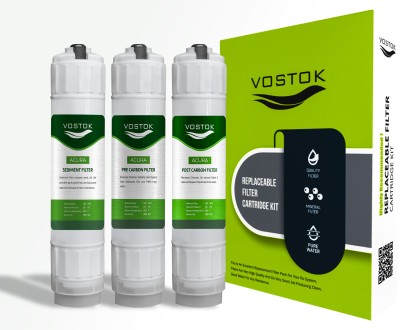 Vostok by ACURA (ACURA) Sediment, Pre & Post Carbon Water Filter Inline Cartridge for (RO). Solid Filter Cartridge(0.0005, Pack of 3)