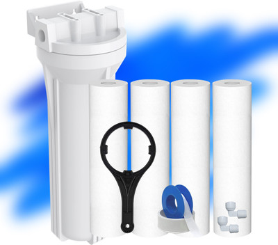OceansDrop New ro set of 1 Pre Filter Housing With 4 PP Spun,Spanner, Elbow, & TeflonTap. Solid Filter Cartridge(0.05, Pack of 5)
