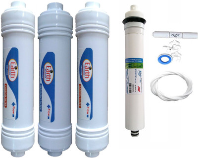 Earth Ro System Earthrosystem 1 Year RO service Kit One hi-tech 75 gpd membrane with Inline set Solid Filter Cartridge(0.001, Pack of 8)