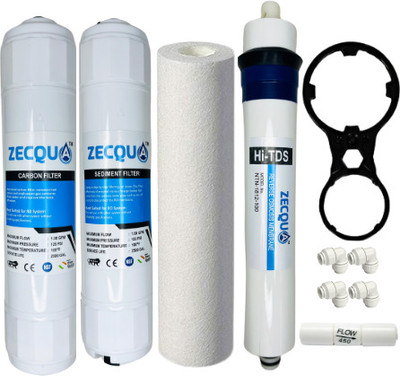 Zecqua Ro Service Kit with 100 GPD Membrane, PP Spun Filter Solid Filter Cartridge(0.01, Pack of 1)