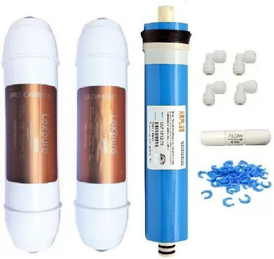 KRPLUS Lexpure Sediment, Carbon Filter With 80 GPD RO Membrane, RO Service Filter Kit Solid Filter Cartridge(0.0001, Pack of 8)