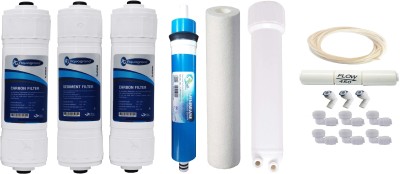 Aquagrand One year RO service kit with Carbon & Sediment Filter set,Earth-75 GPD membrane, Solid Filter Cartridge(.001, Pack of 17)