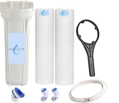 Aqua lite ro system by Aqua Lite Ro System Pre Filter Bowl Set Key With 2 Spun Candles pipe Taplon And 2 Connector Elvo Solid Filter Cartridge(0.0005, Pack of 8)
