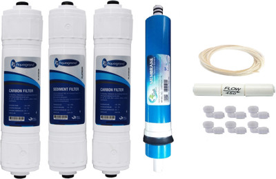 Aquagrand RO service Kit Carbon & Sediment Filter set with Earth-75 GPD Membrane Solid Filter Cartridge(.001, Pack of 12)