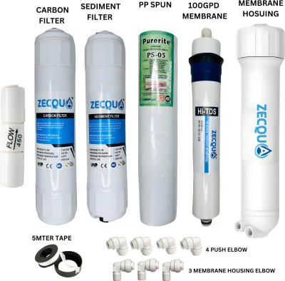 Zecqua RO Maintenance Spare kit Ro 100 gpd Membrane And Housing Kit Solid Filter Cartridge(00.1, Pack of 14)