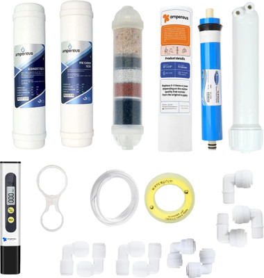 AMPEREUS Complete Ro Purifier Filter Service kit of 80 GPD Membrane, Inline & Accessories Solid Filter Cartridge(0.05, Pack of 21)