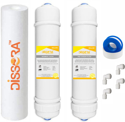 Dissora Deluxe 10” Inline Pre Carbon PP Spun Filter Set Sediment for RO Water Purifier Solid Filter Cartridge(5 Micron, Pack of 1)