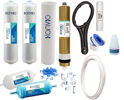 konvio neer RO Service Kit with 80GPD Membrane, Carbon, Sediment, UF & Alkaline Filters Solid Filter Cartridge(0.5, Pack of 9)