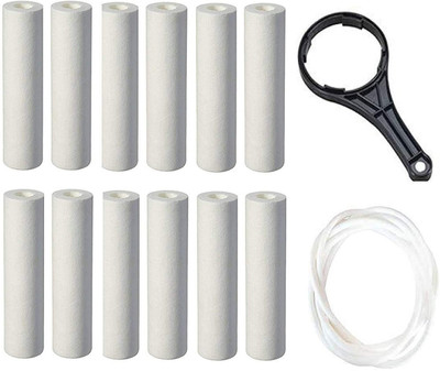 dhruv hub RO Purifier Pre-Filter Housing Full Set 10 Inch + 12 Spun + Pipe Solid Filter Cartridge(5, Pack of 1)