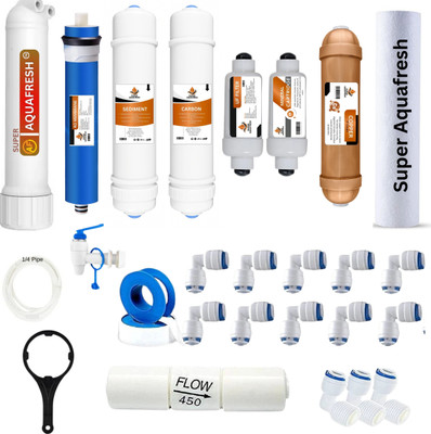 SUPER AQUAFRESH by SUPER AQUAFRESH RO Filter Service Kit 12-in-1 Filter Set with Membrane and Housing Universal Solid Filter Cartridge(0.5, Pack of 26)