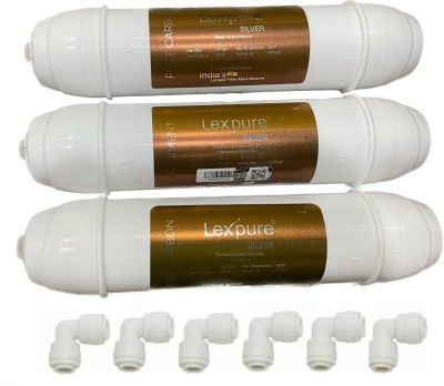 AQUANZA Lexpure Silver Inline Filter Set and 6 Connector For all type of water purifier Media Filter Cartridge(0.05, Pack of 9)